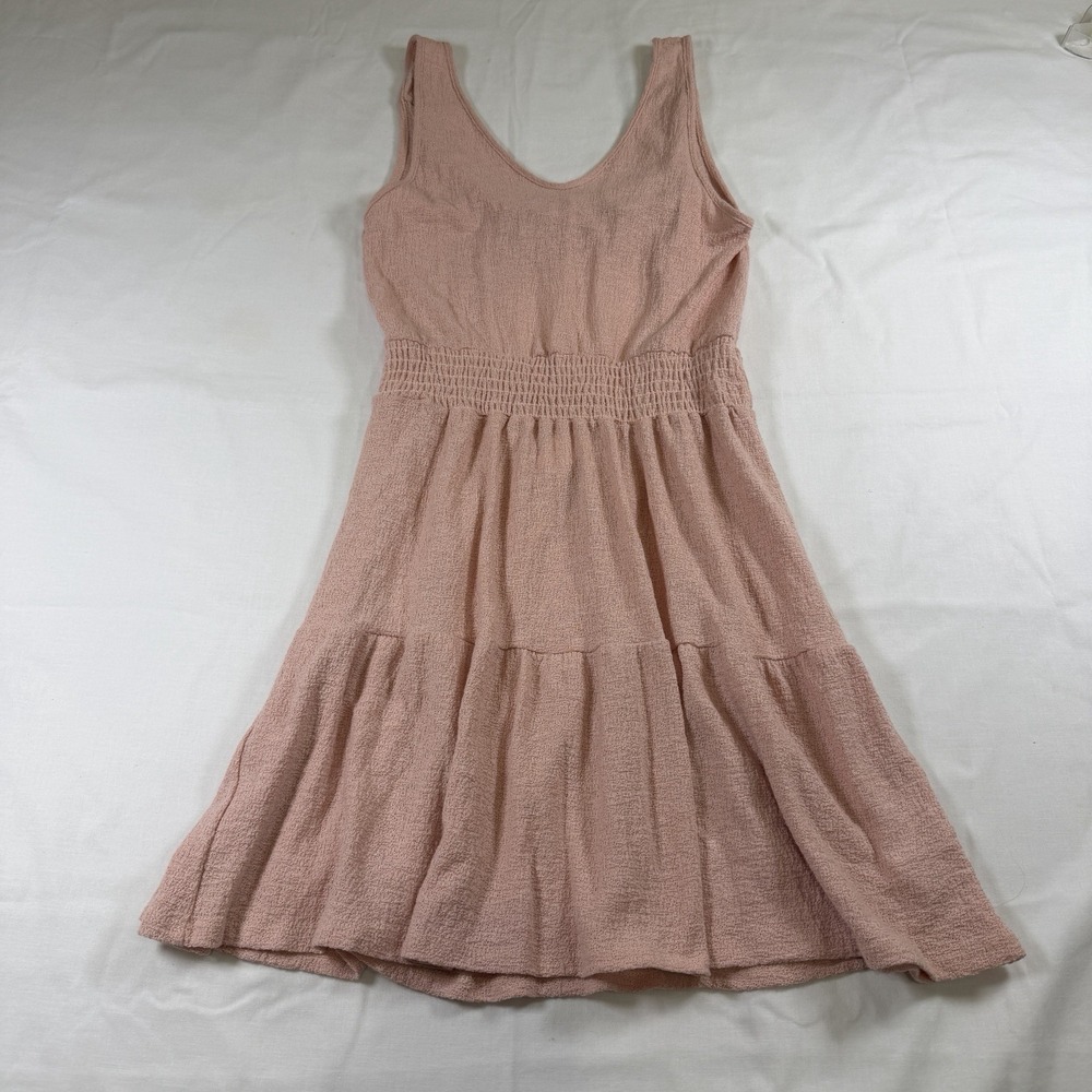 Rolla Coster Women's L Tiered Gauze Mini Summer Dress Blush Boho Beach Light